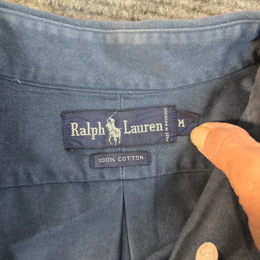 Vintage Polo Ralph Lauren Golf Crest Shirt Mens M Blue 90s Crossed Clubs Cotton